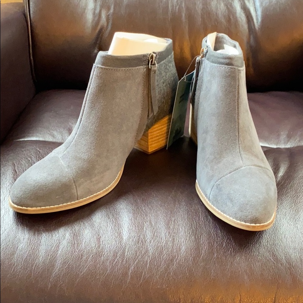 Toms Forged Iron Grey Suede/Felt Loren Booties